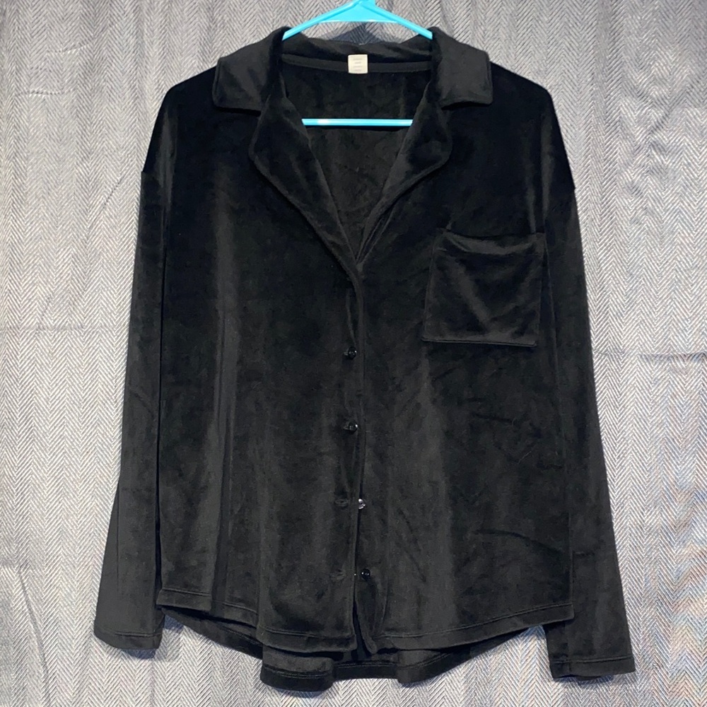 Only Black Velvet Pajama Top